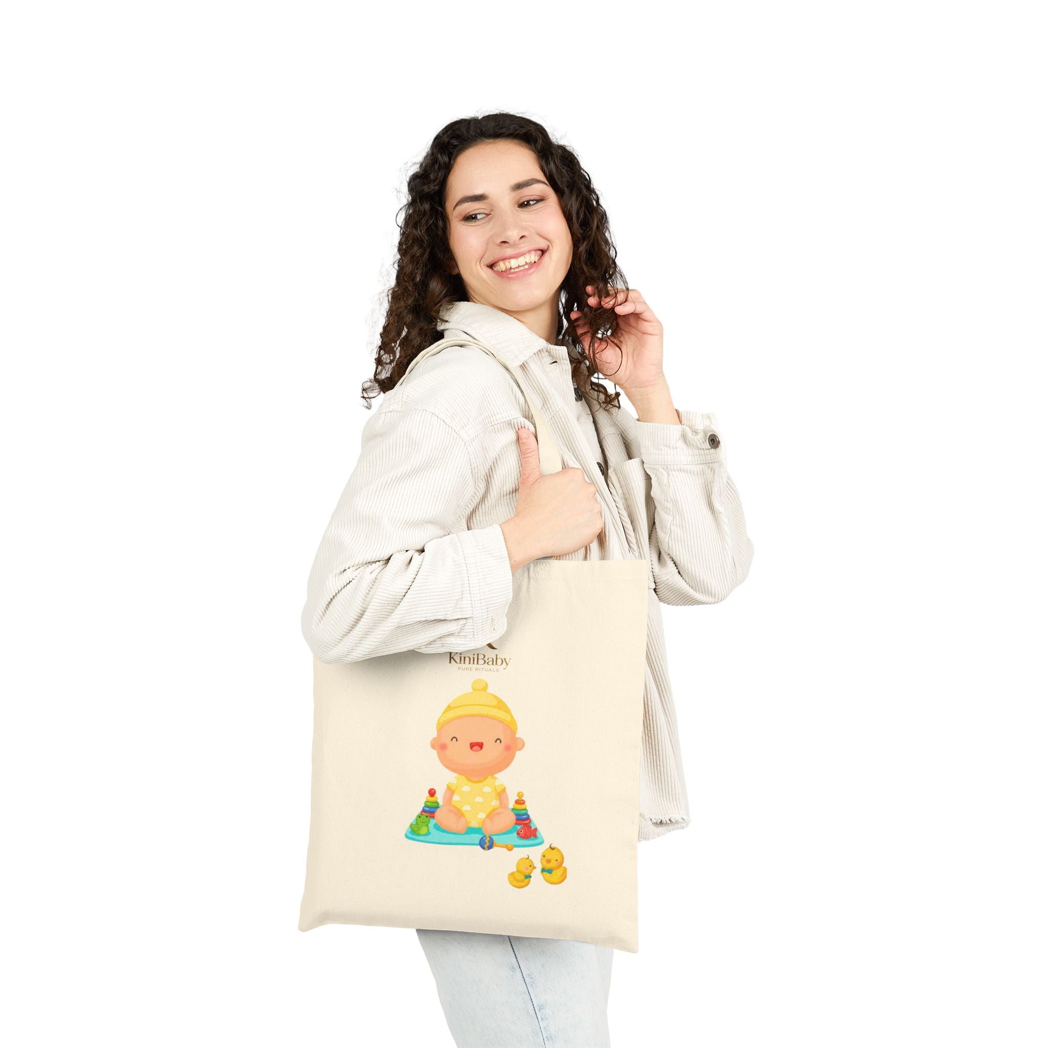 Kinibaby Canvas Cute Tote Bag | Eco-Friendly Nursery Gift