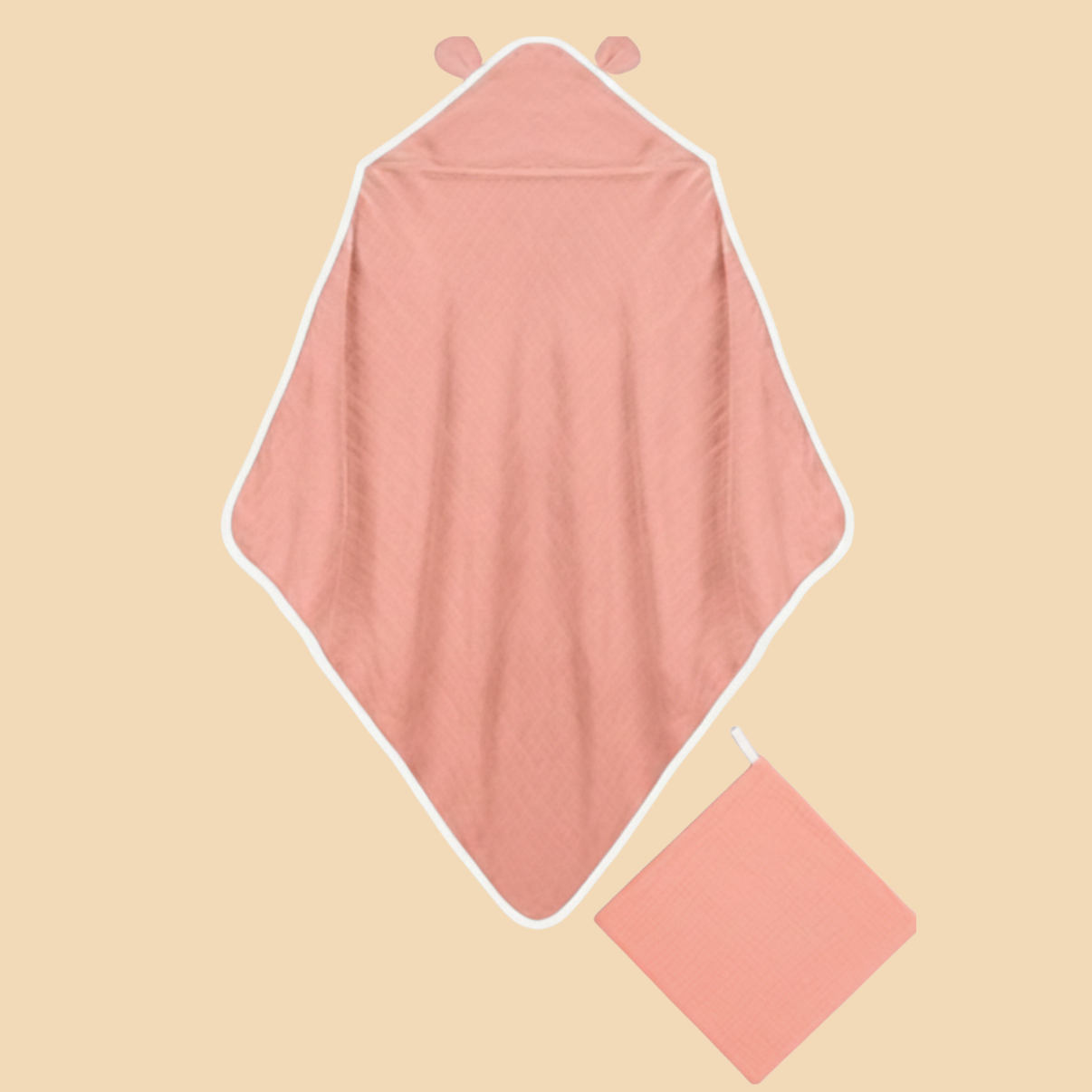 KiniBaby Muslin Hooded Towel & Washcloth Set