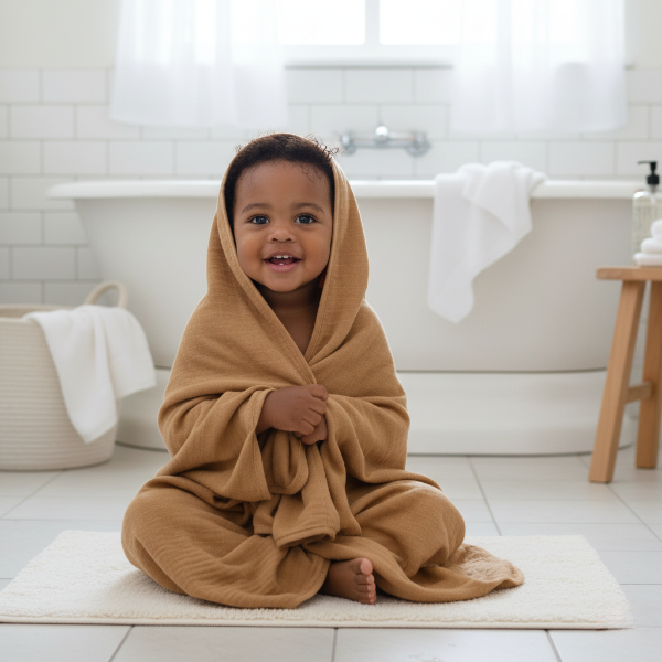 Kinibaby 6-Piece Organic Muslin Bath Bundle: 2 Towels & 4 Washcloths